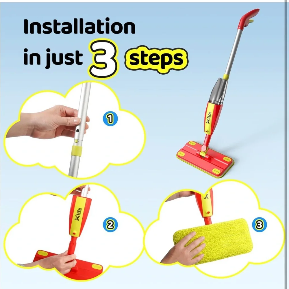 Kids Red and Yellow Real Floor Mop with Accessories